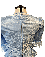 Light Blue Rose Jacquard Satin Dress Set