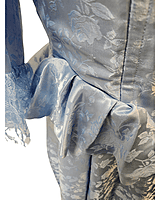 Light Blue Rose Jacquard Satin Dress Set