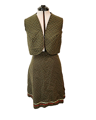 Green Floral Vest and Skirt