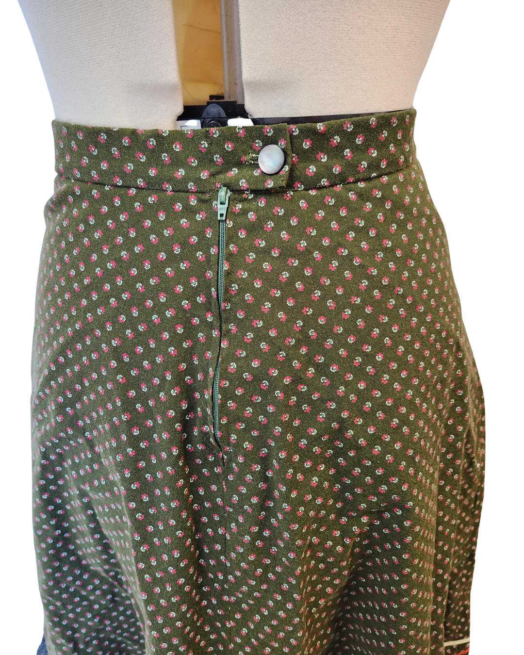 Green Floral Vest and Skirt