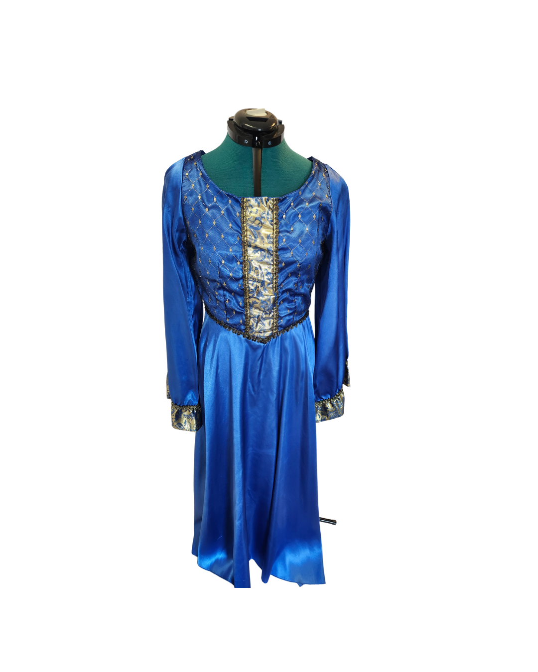 Blue Satin Dress w/Gold Accents