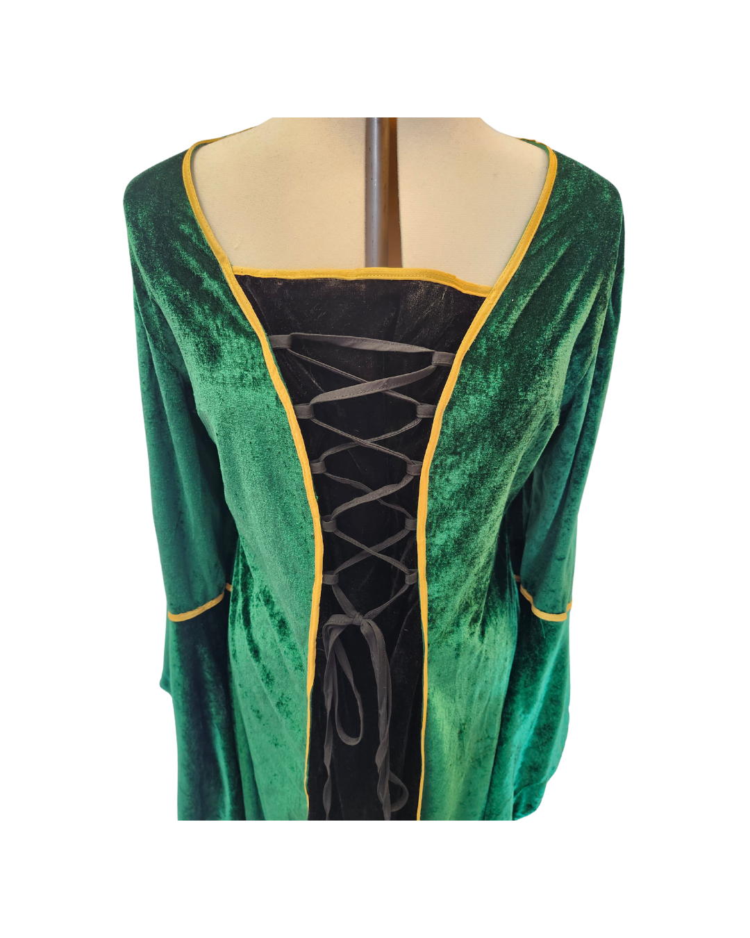 Green Velveteen Dress w/Bell Sleeves