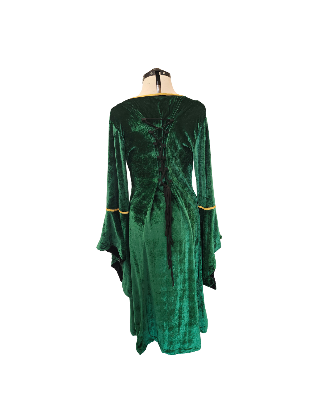 Green Velveteen Dress w/Bell Sleeves