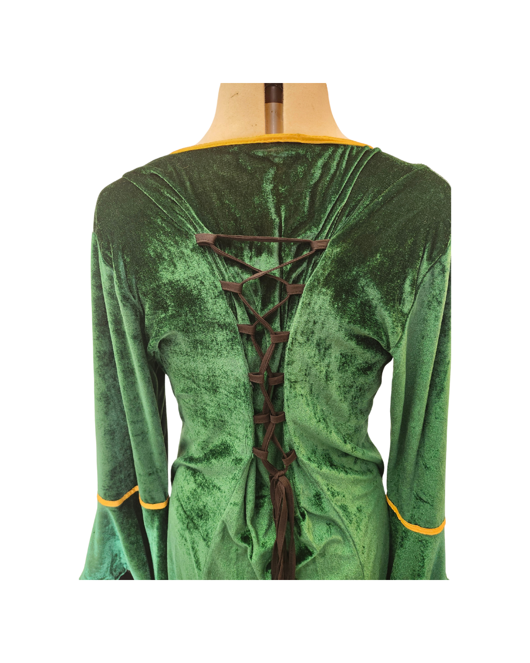 Green Velveteen Dress w/Bell Sleeves