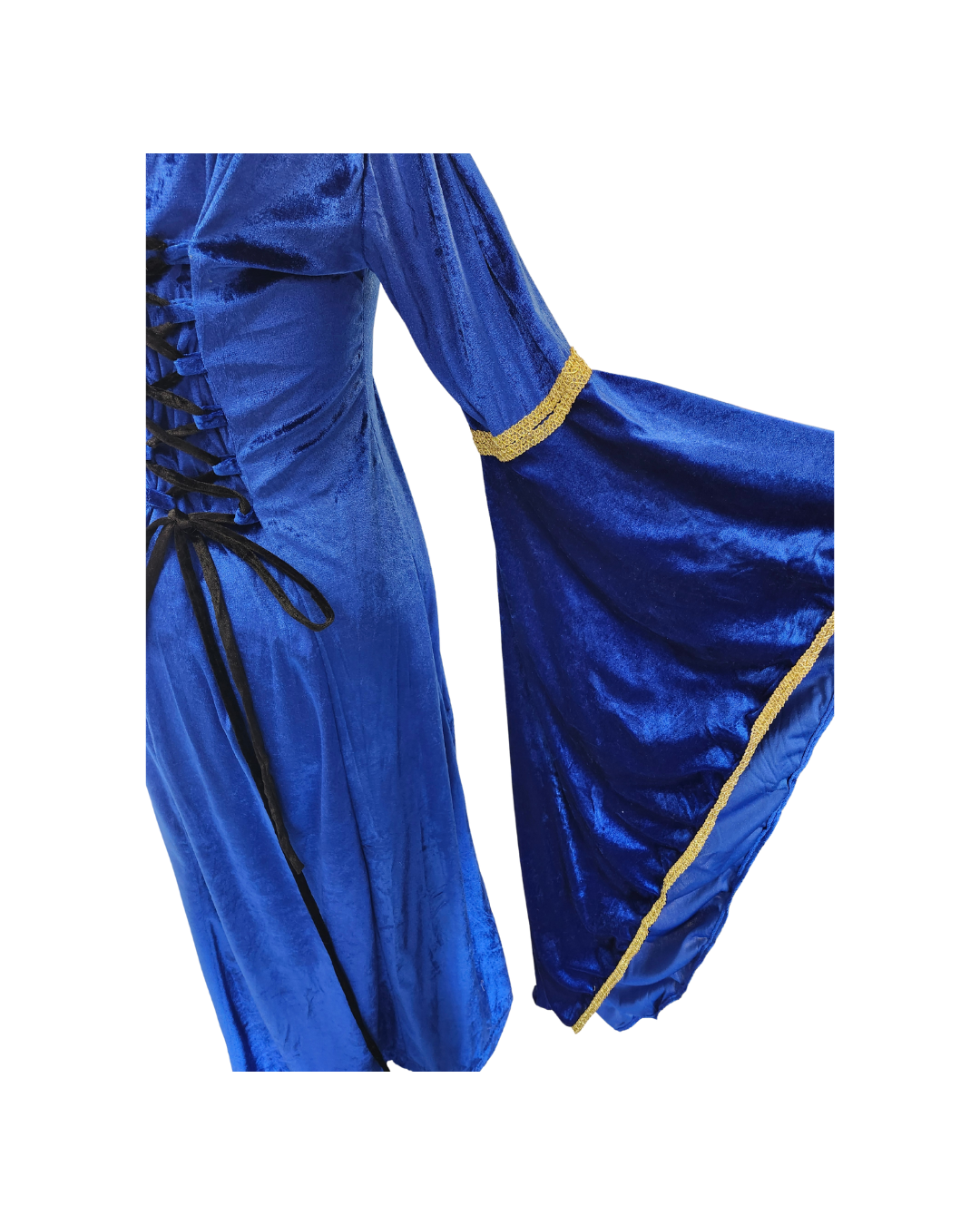 Blue Velveteen Dress w/Bell Sleeves