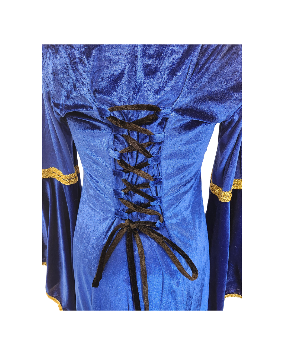 Blue Velveteen Dress w/Bell Sleeves
