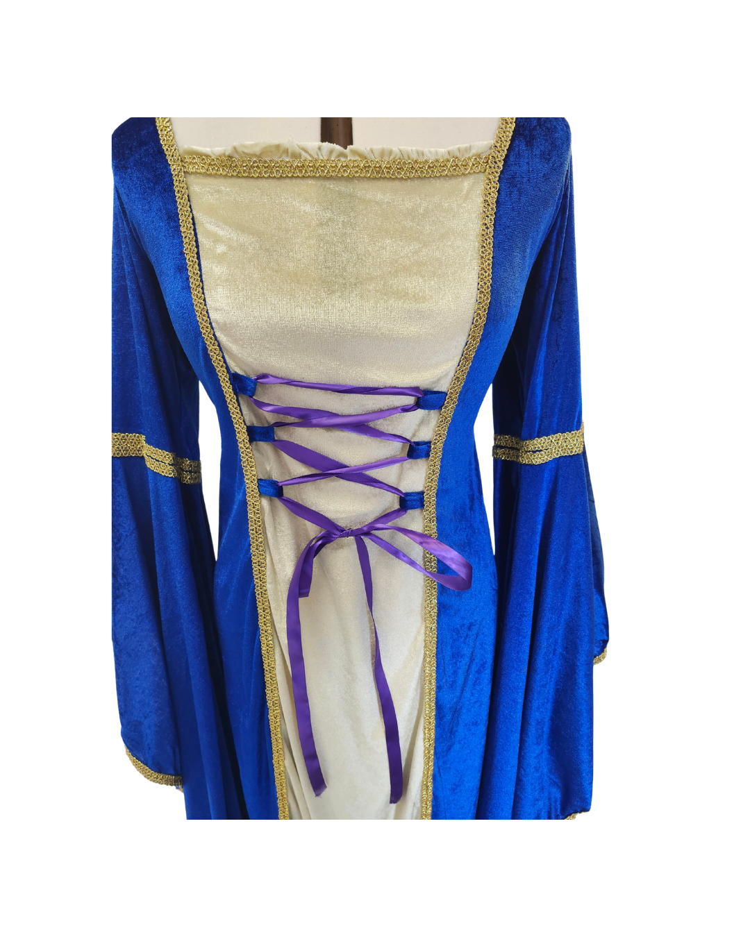 Blue Velveteen Dress w/Bell Sleeves