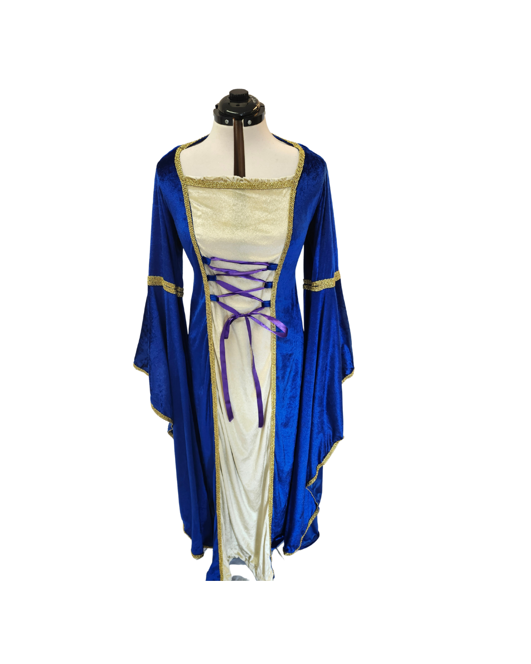 Blue Velveteen Dress w/Bell Sleeves