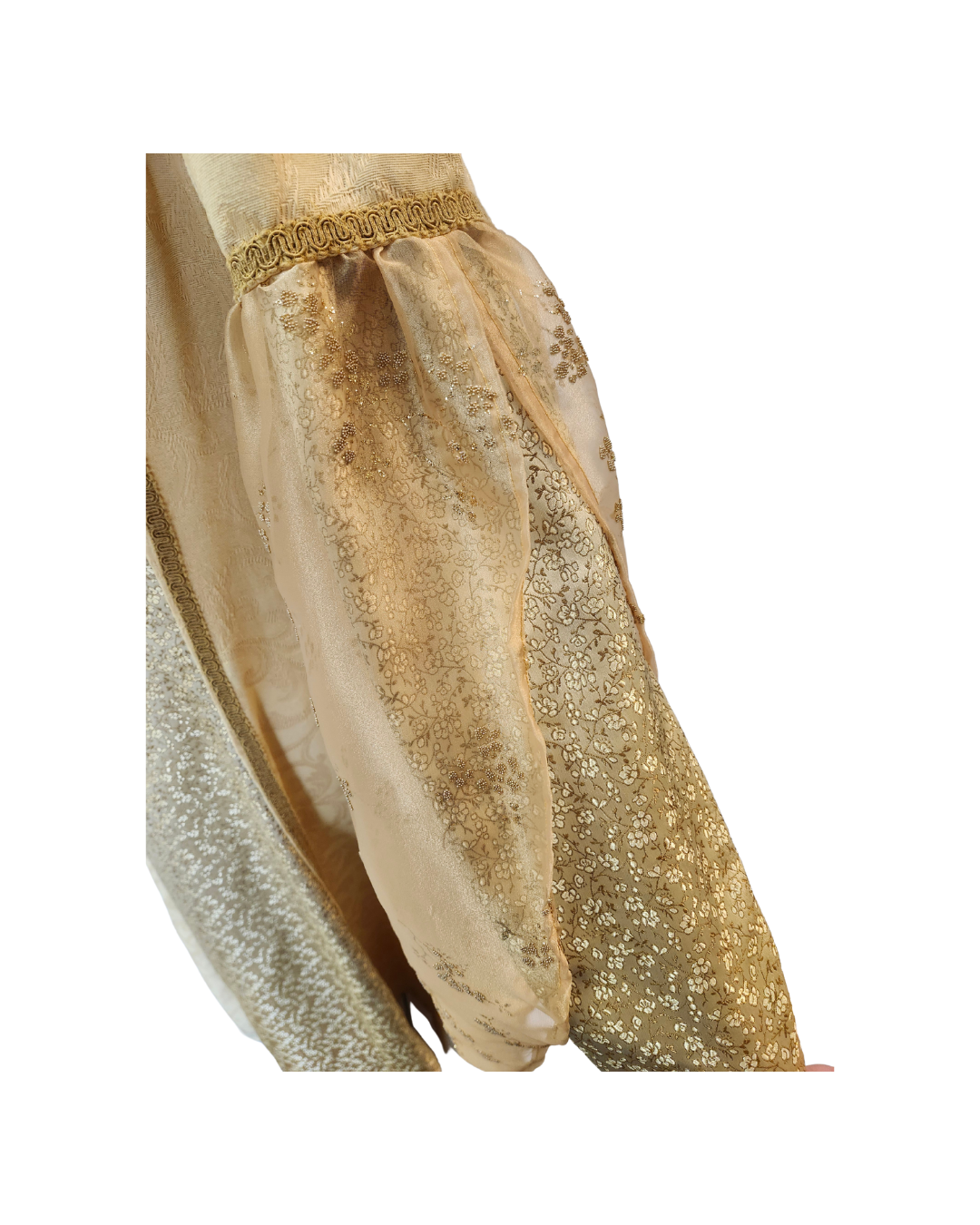 Gold Dress w/Sheer Sleeve Overlay