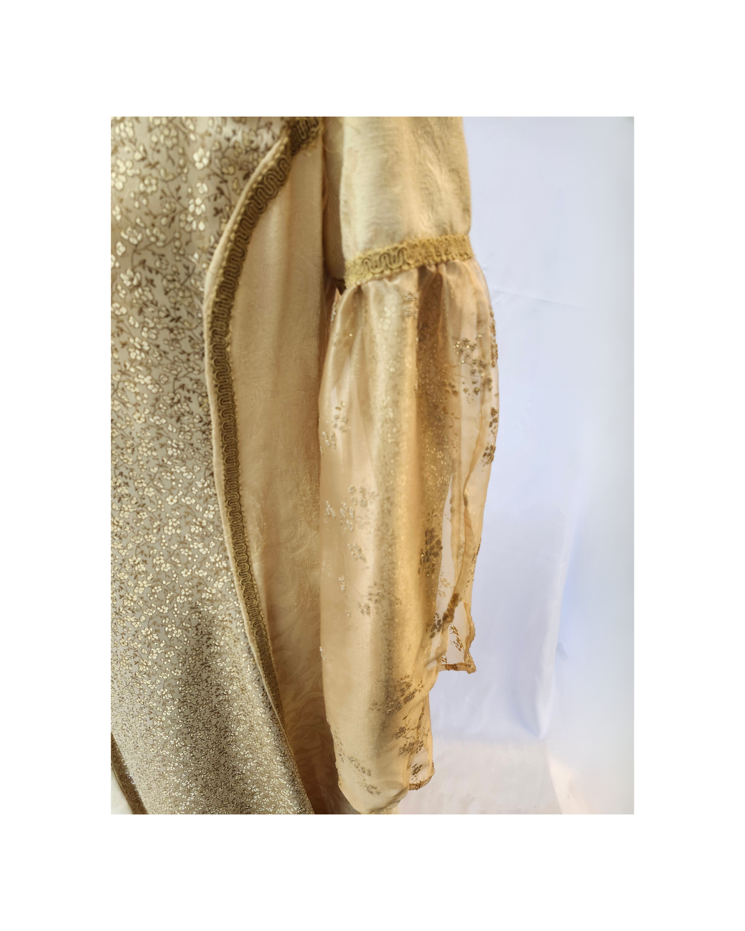 Gold Dress w/Sheer Sleeve Overlay