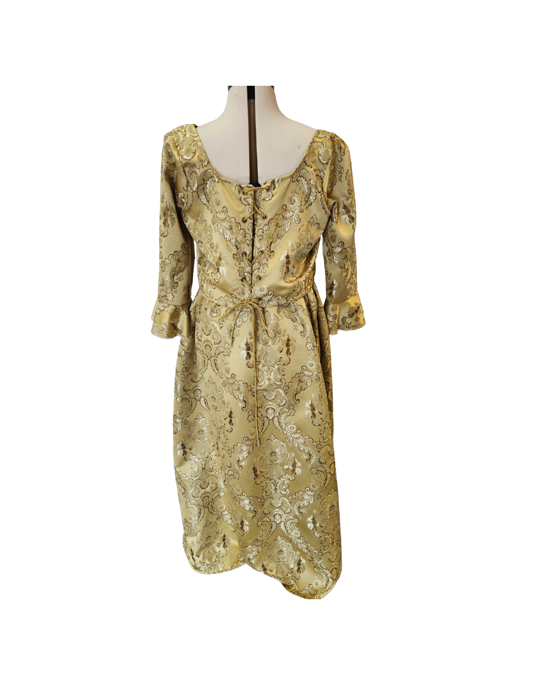 2pc Gold Brocade Dress Set