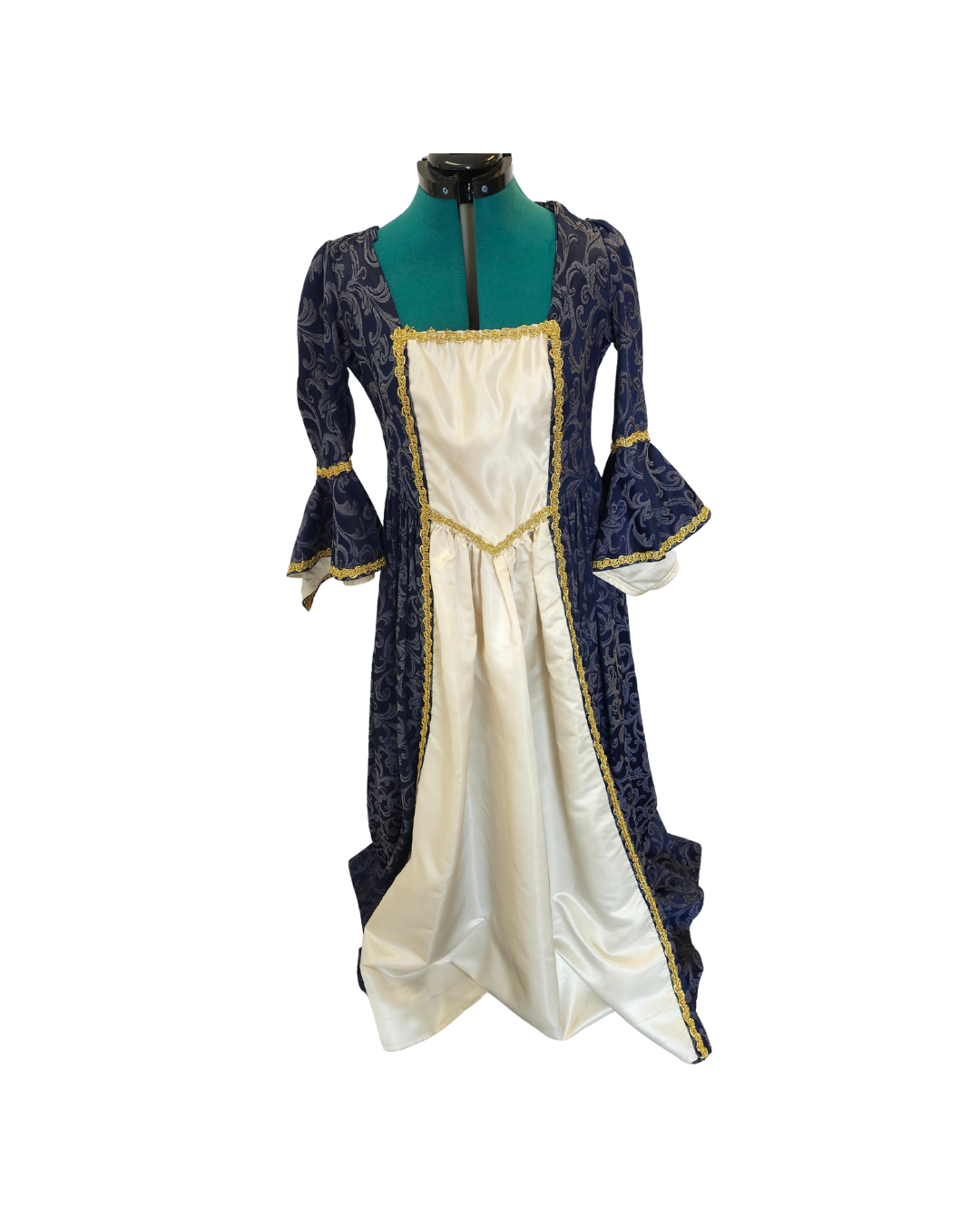 Navy and Cream Brocade Dress