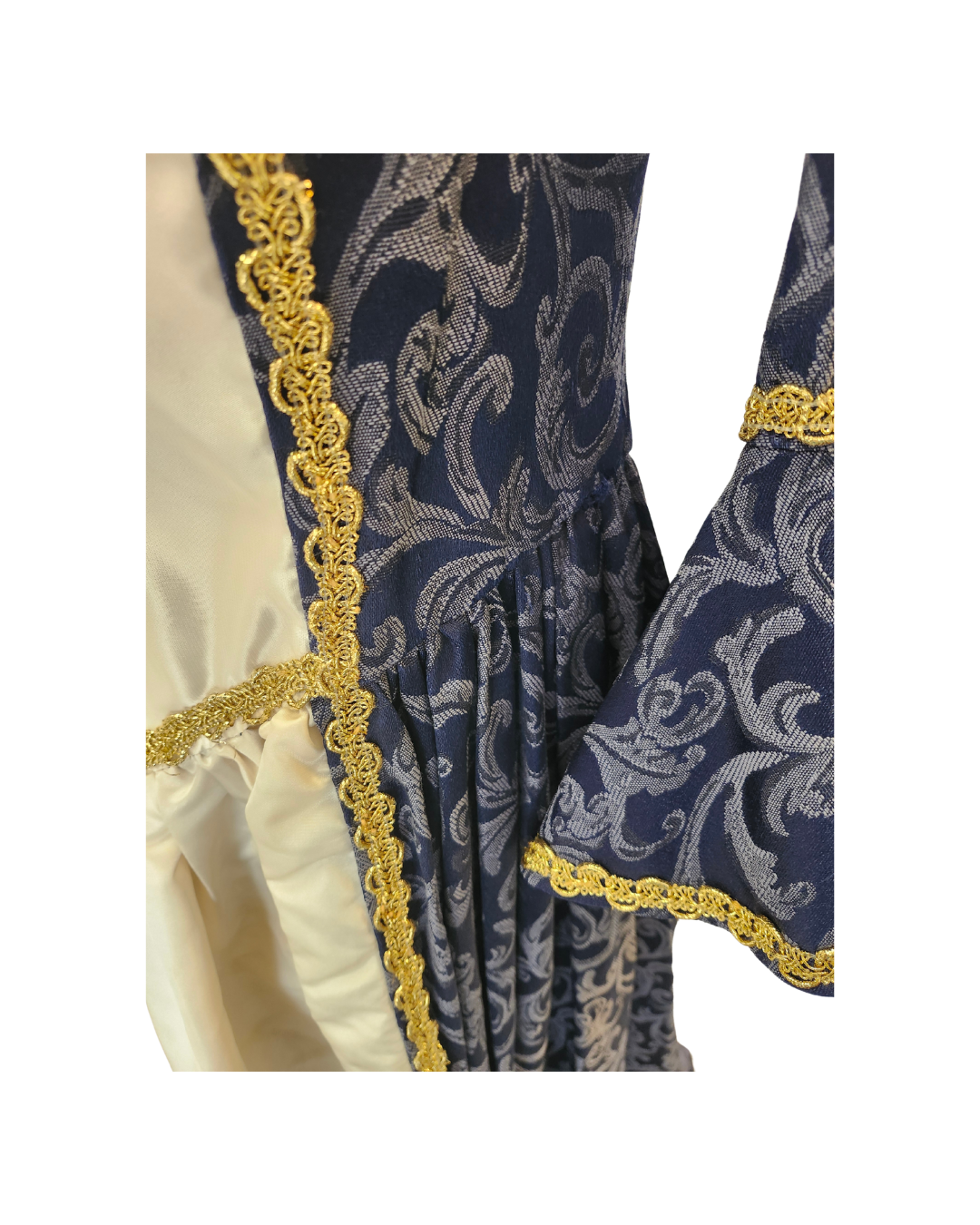 Navy and Cream Brocade Dress