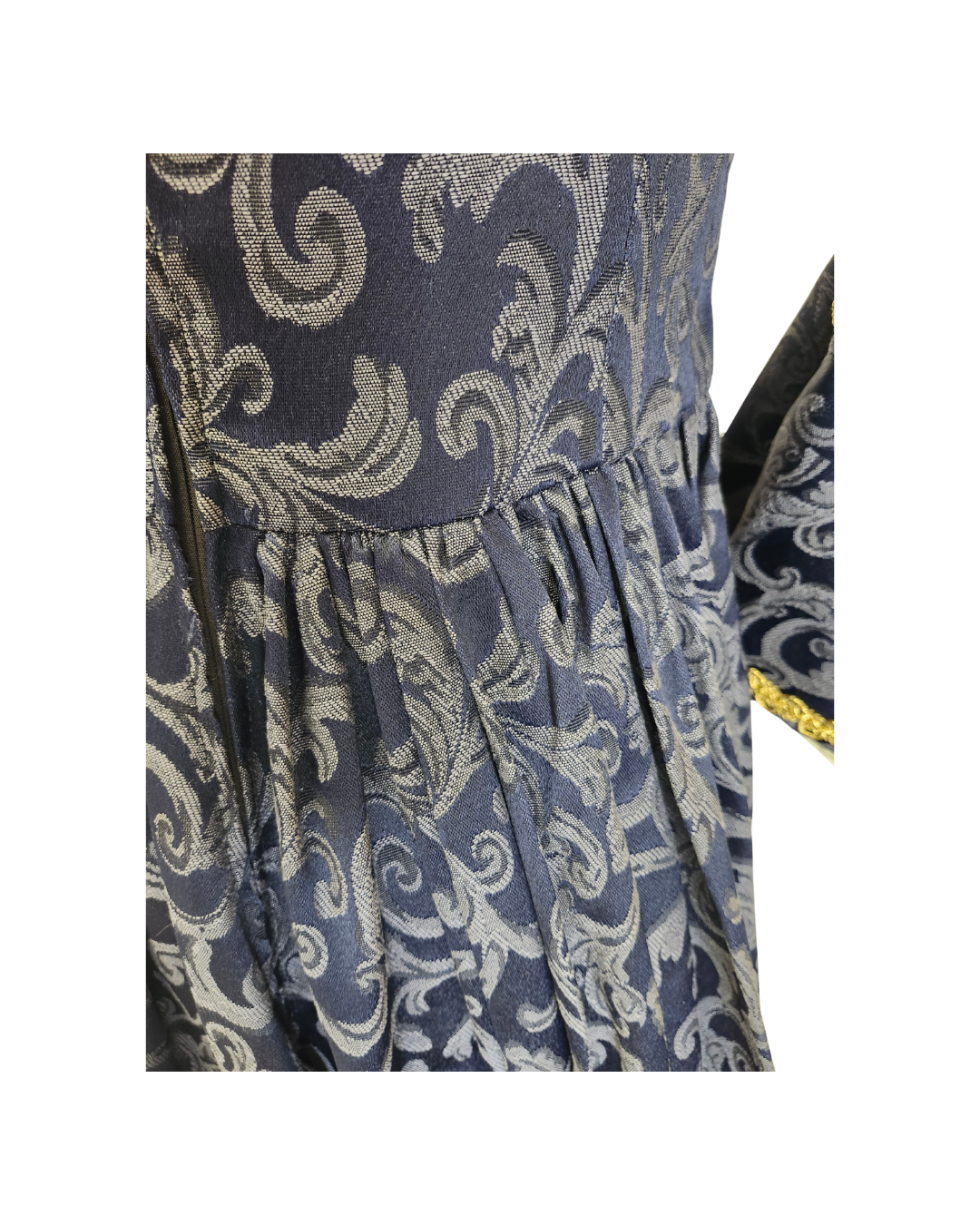 Navy and Cream Brocade Dress