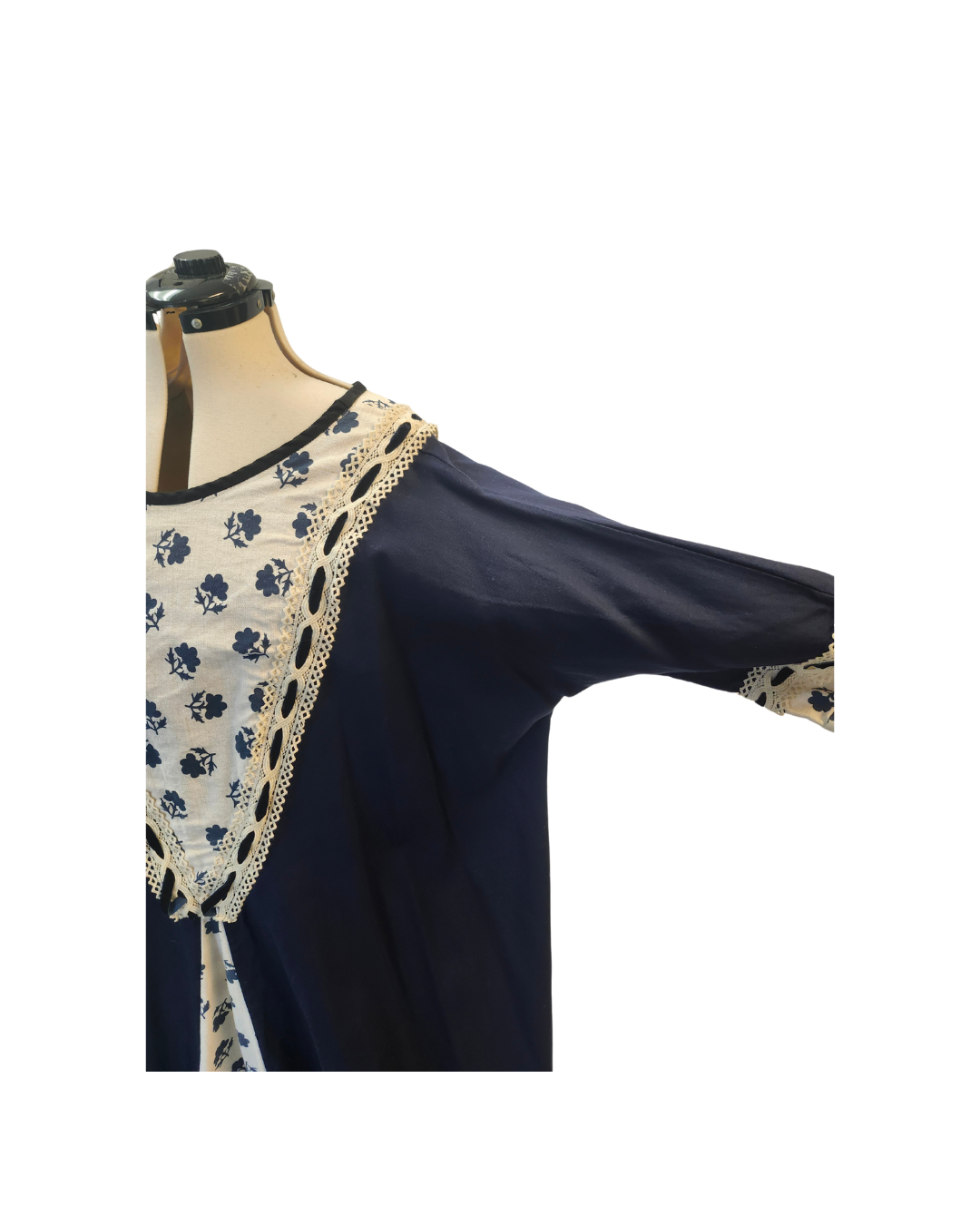 Navy and White Floral Robe