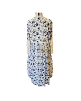 White and Blue Floral Gown