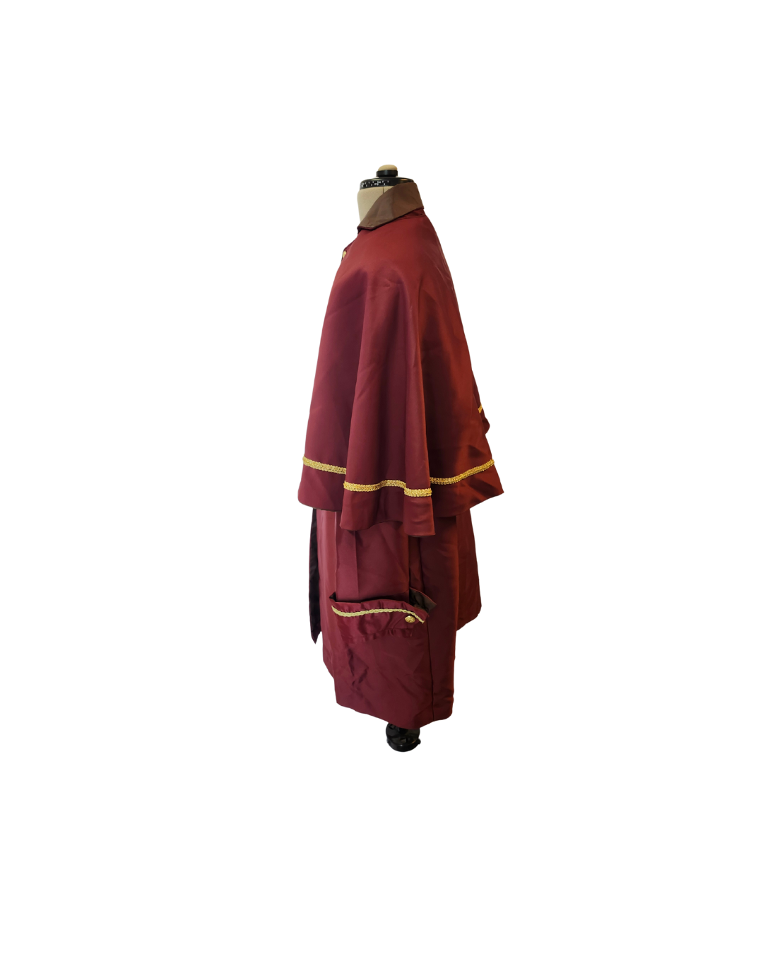 Burgundy Frock Coat w/Capelet and Attached Vest