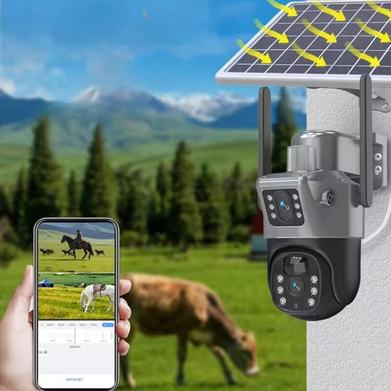 Solar Powered 8MP Coverage - Dual Lens PTZ Wifi Security Camera Solar Powered 8MP Coverage - Dual Lens PTZ Wifi Security Camera