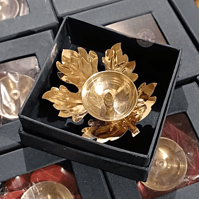 Golden Lotus Leaf Diya