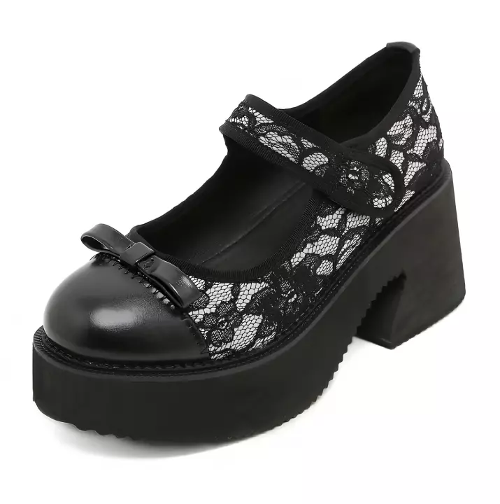 Laced Platform Thick Heel