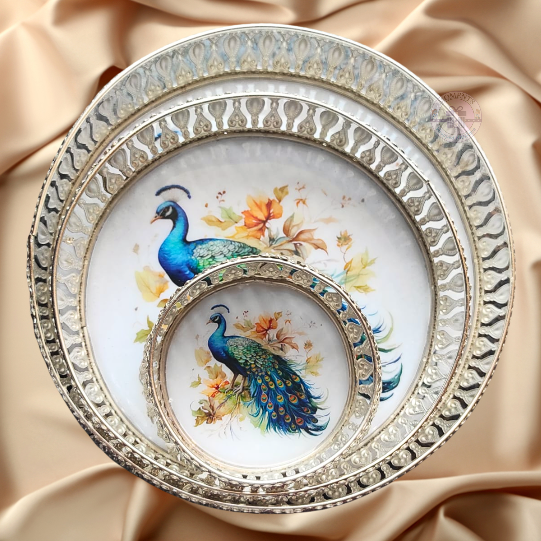 German Silver Peacock Tray