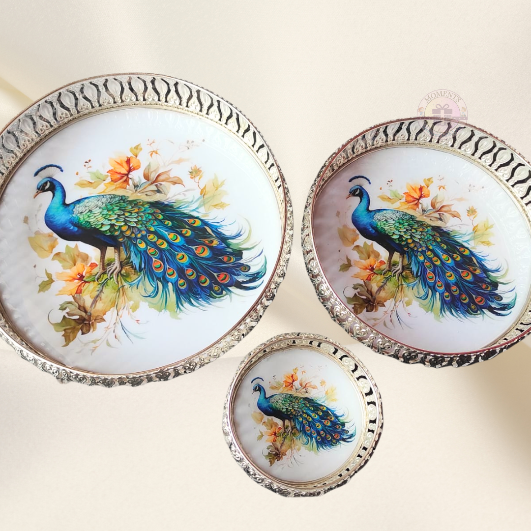 German Silver Peacock Tray
