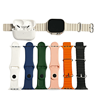 Smart Watch Bundle with Earbuds & 6 Interchangeable Bands - Fitness & Notifications