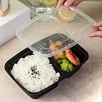 1000ML 2-COMPARTMENTS BLACK PACKS RECTANGULAR