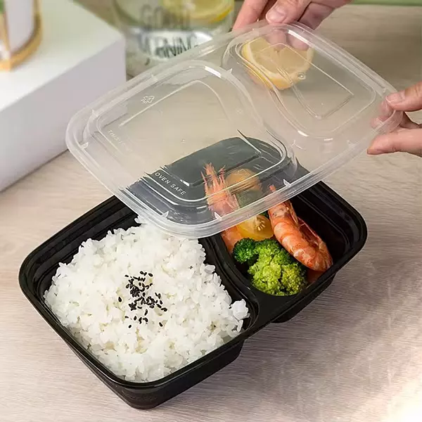 1000ML 2-COMPARTMENTS BLACK PACKS RECTANGULAR