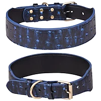 Premium Vintage Wide Leather Dog Collar & Leash Set – Heavy Duty Adjustable Training Collar