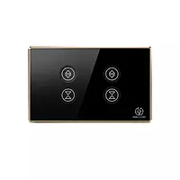 Tuya WiFi 2 gang light+ 1 curtain Black (gold frame)
