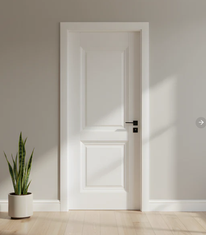 Usa de interior JYA067, MDF, 40 mm, toc reglabil, alba 80X200, feronerie neagra inclusa