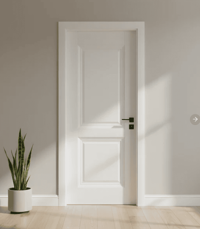 Usa de interior JYA067, MDF, 40 mm, toc reglabil, alba 80X200, feronerie neagra inclusa