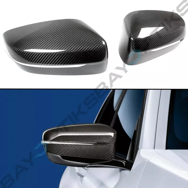 Real Carbon Fiber Add-On Mirror Cover Caps for BMW G30 5 Series (2017–2023, LHD)