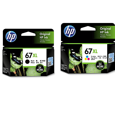 2 Pack Original HP 67XL Black & Colour Ink Cartridge Set (1BK1C) 3YM57AA 3YM58AA