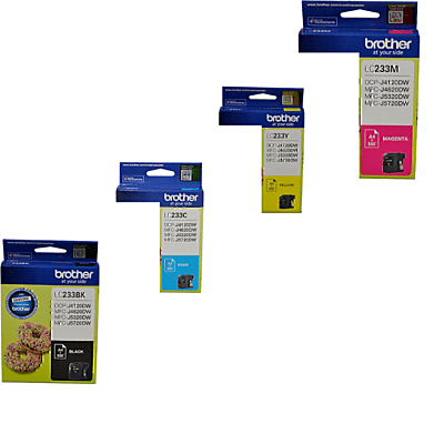 5 Pack Original Brother LC-233 Ink Cartridge Set (2BK1C1M1Y)