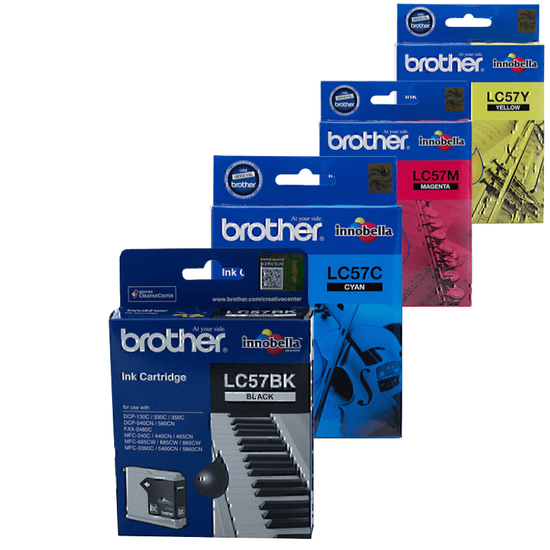 4 Pack Original Brother LC-57 Ink Cartridge Set (1BK1C1M1Y)