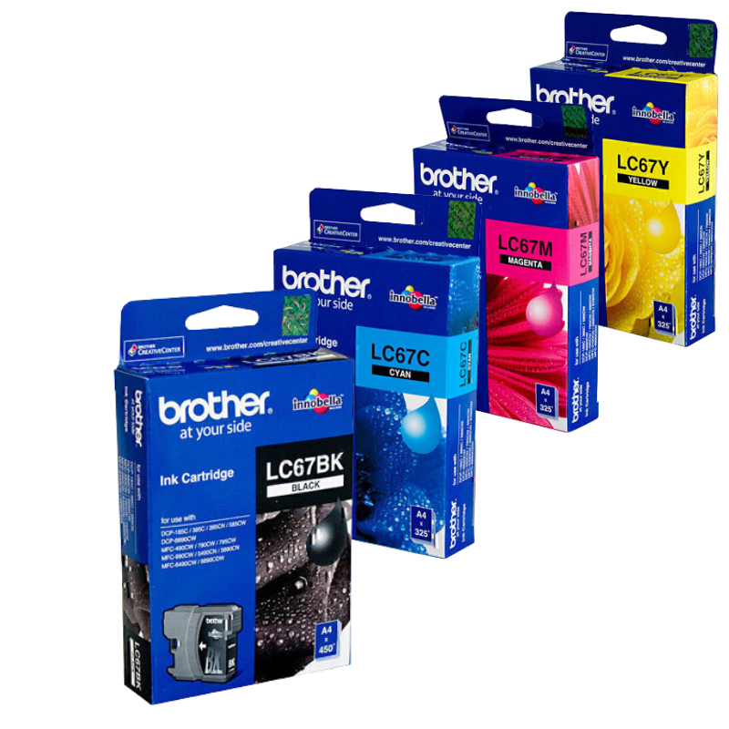 5 Pack Original Brother LC-67 Ink Cartridge Set (2BK1C1M1Y)