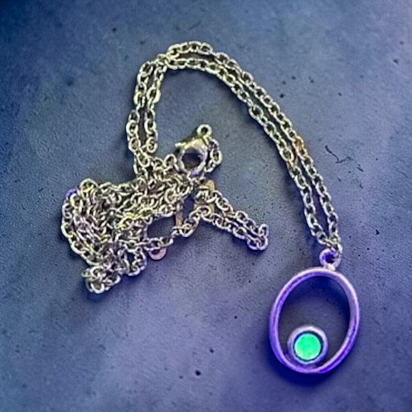 Oval Drop Uranium Glass Necklace