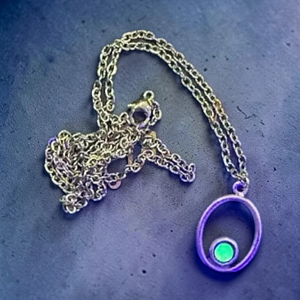 Oval Drop Uranium Glass Necklace