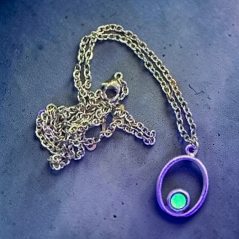 Oval Drop Uranium Glass Necklace