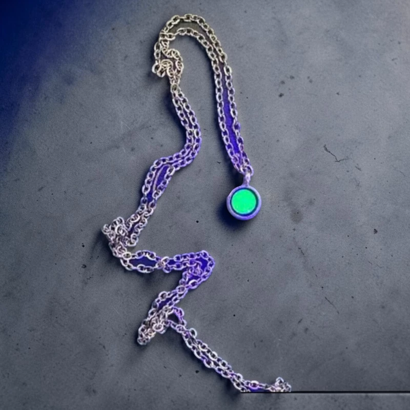 Simple Round Uranium Glass Necklace Silver