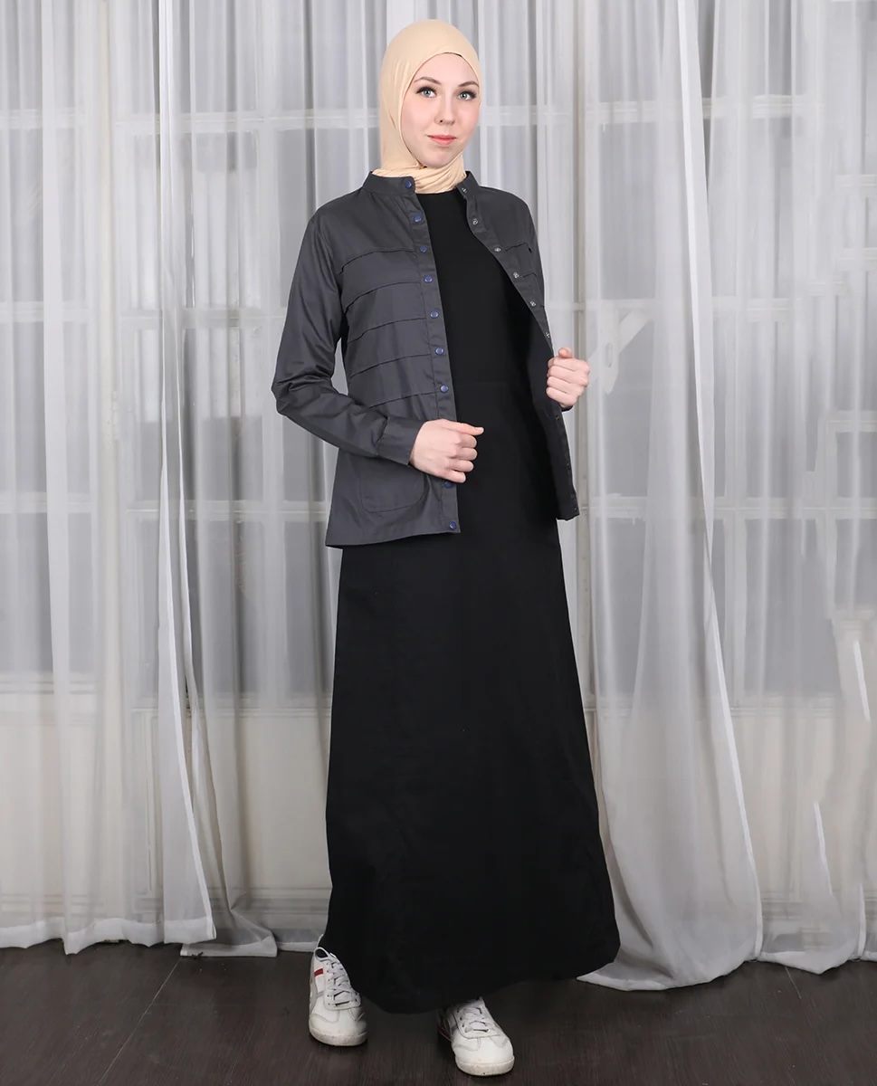 URBAN FASHIONISTA MOCK JACKET BLACK AND GREY JILBAB