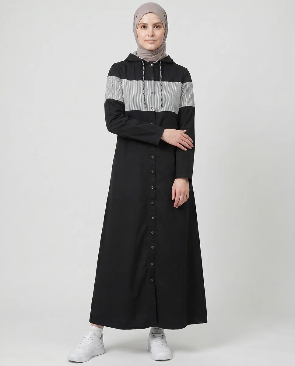 URBAN STRIPES DETACHABLE HOOD JILBAB
