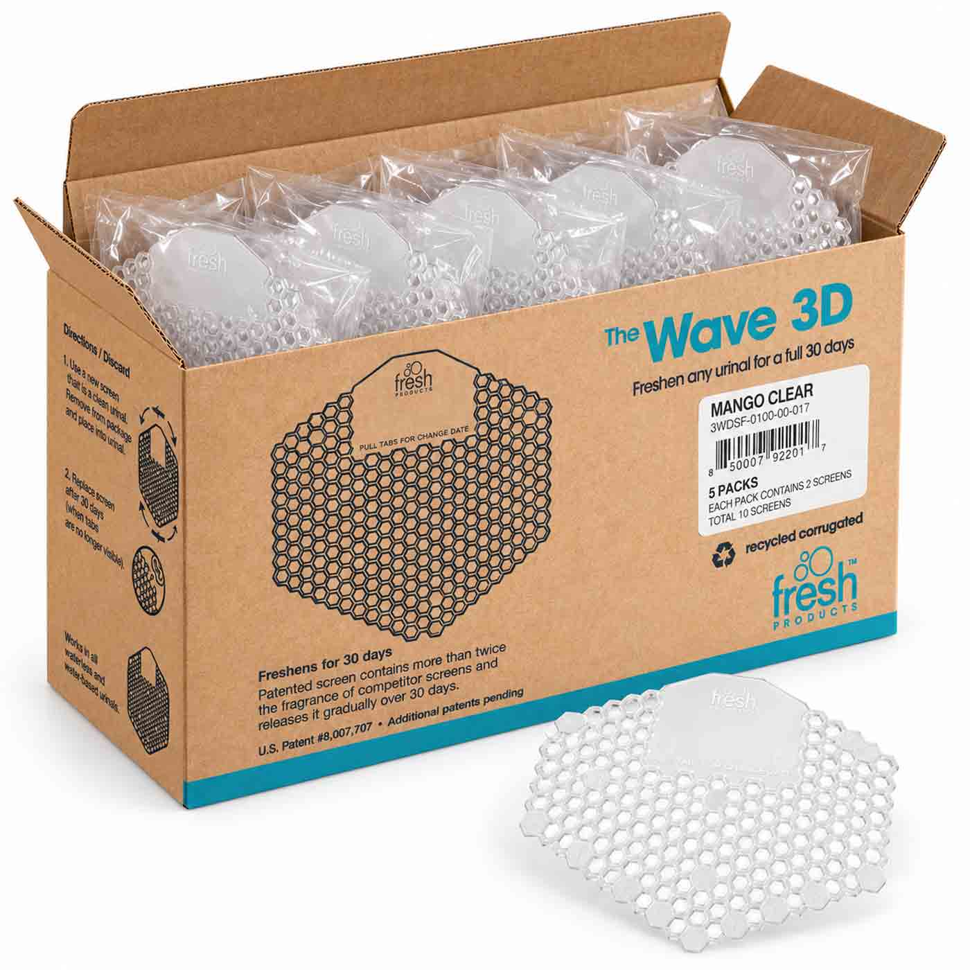 Urinal Screen Mango Clear Wave3D 5/2