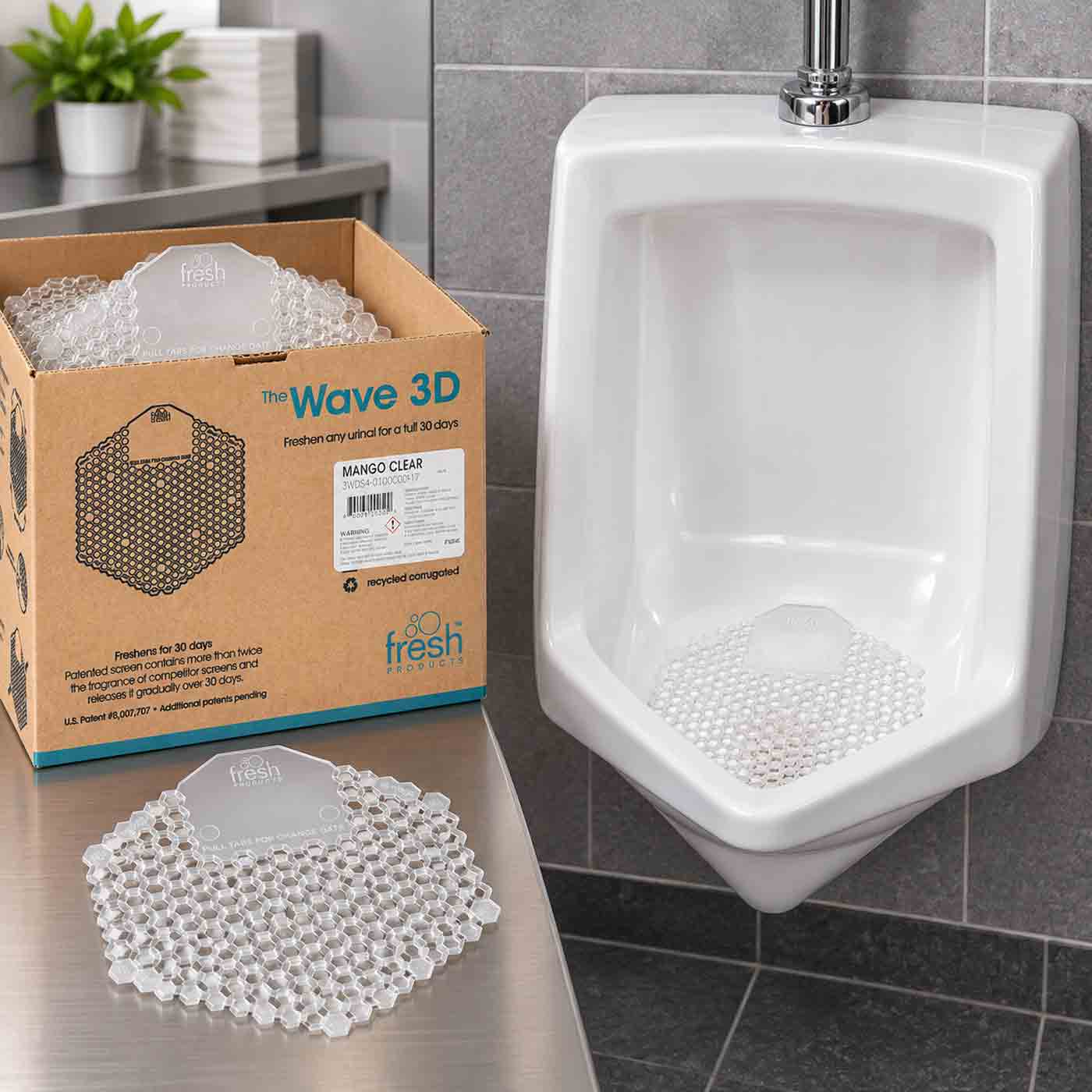 Urinal Screen Mango Clear Wave3D 5/2