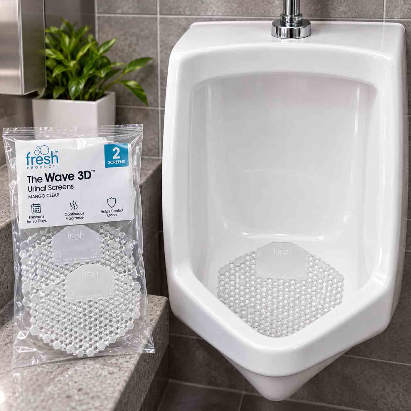 Urinal Screen Mango Clear Wave3D 5/2