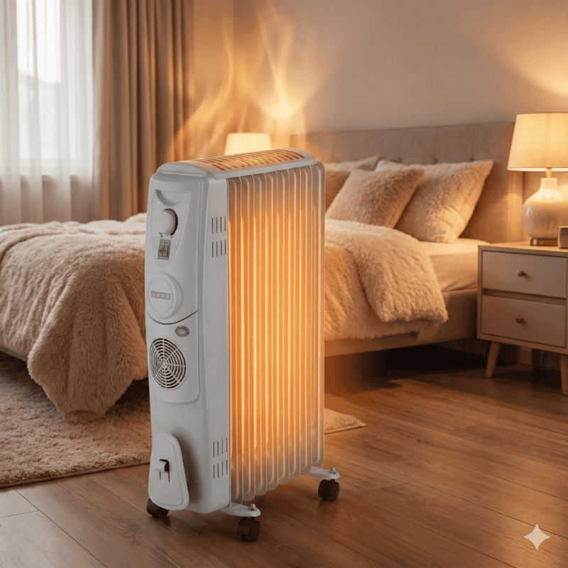 Portable Usha 4209 F PTC OFR heater for home winter heating.