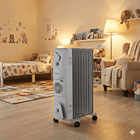 Usha 4209 F 9-fin oil filled radiator with built-in PTC fan. Usha 4209 F 9-fin oil filled radiator with built-in PTC fan.