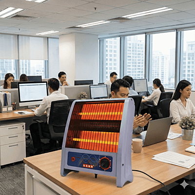 Close-up of the rotary control knob on Usha Quartz Heater for adjusting between 400W and 800W.
